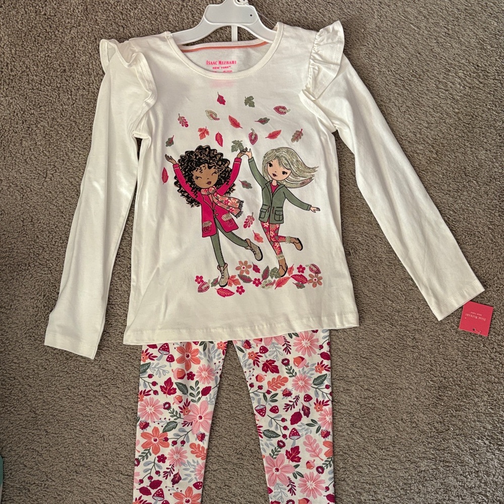 Isaac Mizrahi Girls' White and Pink Floral Two Piece Set